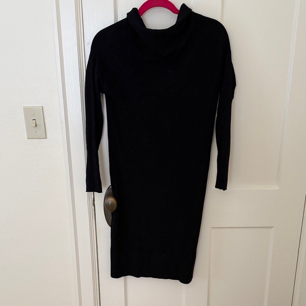 Club Monaco Black Long Sleeve Cowelneck Knit Dress
